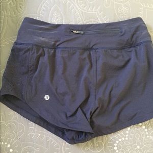 lulu lemon navy laser cut shorts